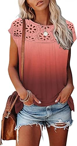 Womens Chic Hollow Summer Tops Cap Sleeve Tank Top Loose Fit T-Shirt