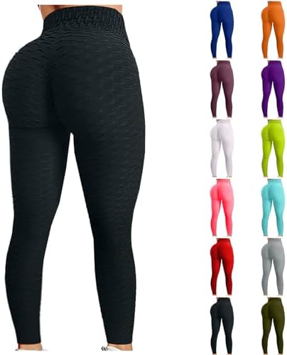 Women's High Waist Yoga Pants Tummy Control Leggings Workout Ruched Lifting Stretchy Yoga Pants Running Butt Lift Tights