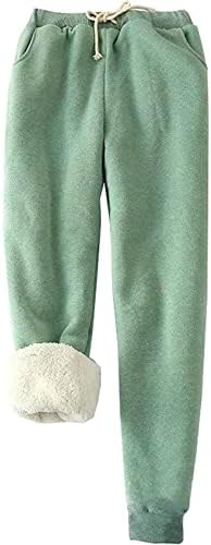 Womens Sherpa Lined Sweatpants Winter Athletic Jogger Fleece Pants Elastic Waist Joggers Casual Trousers with Pockets