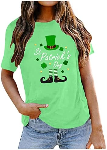 Womens St. Patrick's Day Short Sleeve Summer Tunic Tops Casual O Neck Blouse Printed Tees Loose T-Shirt Shirts