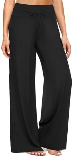 ZOOSIXX Soft Black Pajama Pants for Women, Plaid Comfy Casual Lounge Yoga Pants