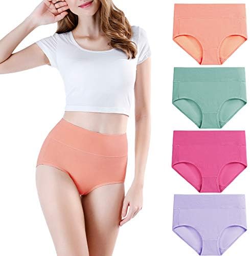 wirarpa Women's High Waisted Cotton Underwear Ladies Soft Full Briefs Panties Multipack